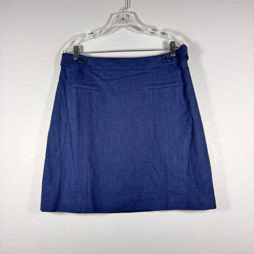 NWOT Hobbs London Blue A-Line Linen Blend Skirt Womens UK 12 EU 44 US 12
